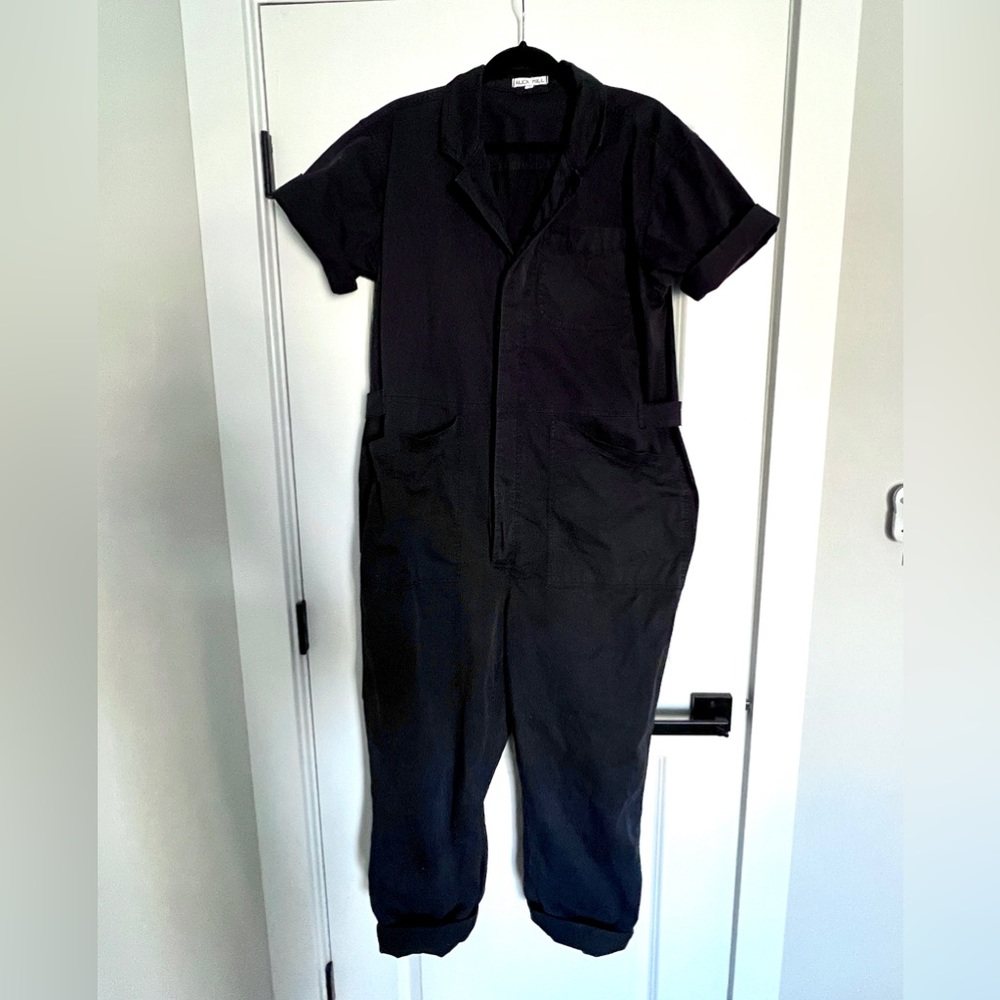 Alex Mill Black Short-Sleeve Utility Jumpsuit
